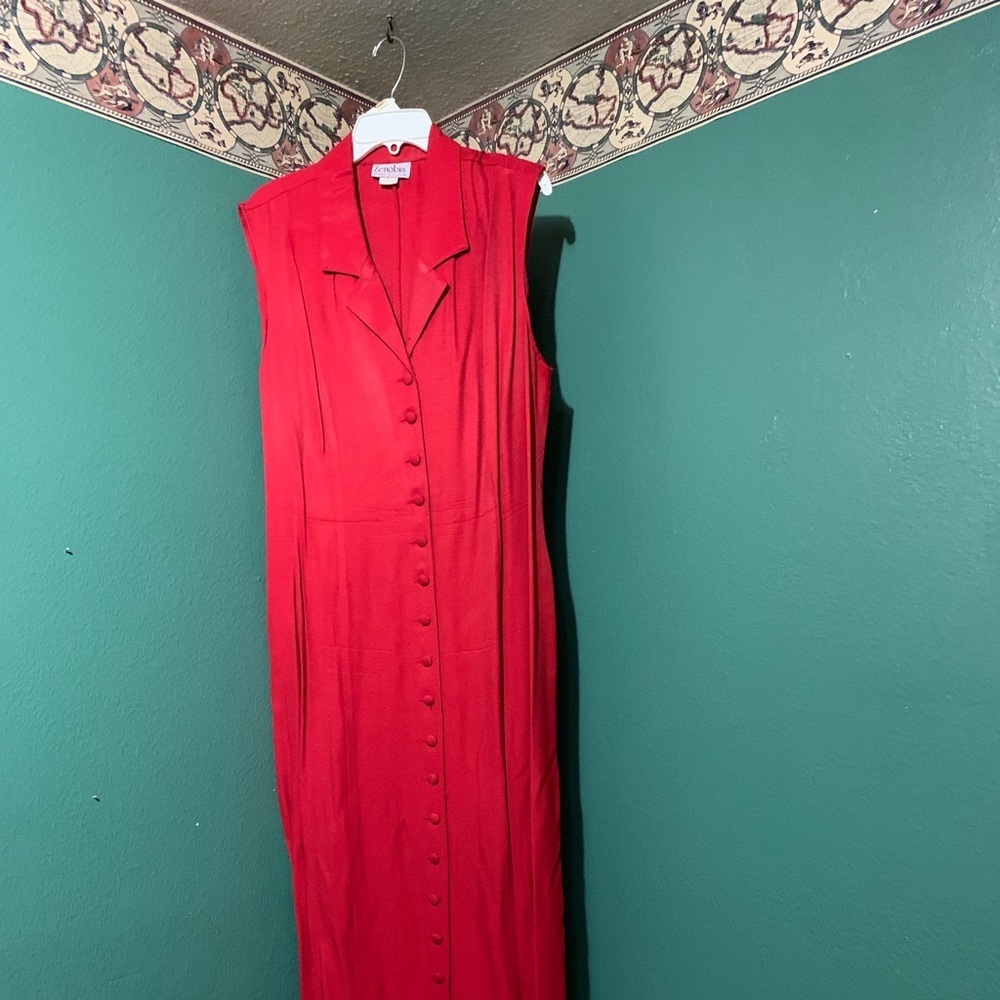 Red Maxi Sleeveless button front great